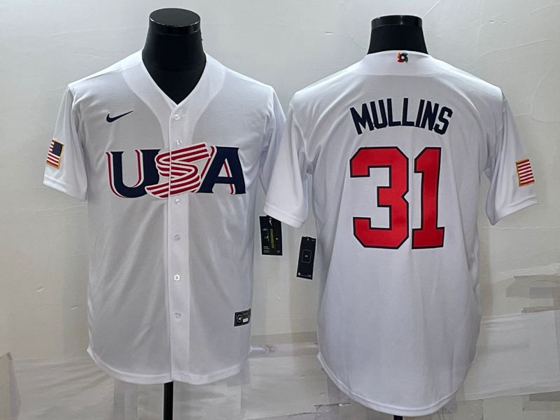 Men 2023 World Cub USA #31 Mullins White Nike MLB Jersey6